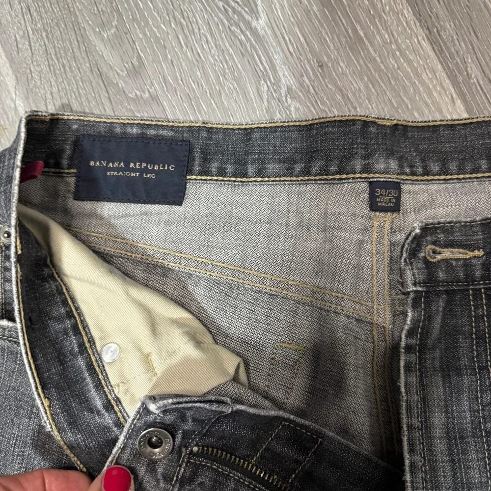 Banana Republic Straight Leg Jeans Men's 36x30 Dark Wash Denim Blk